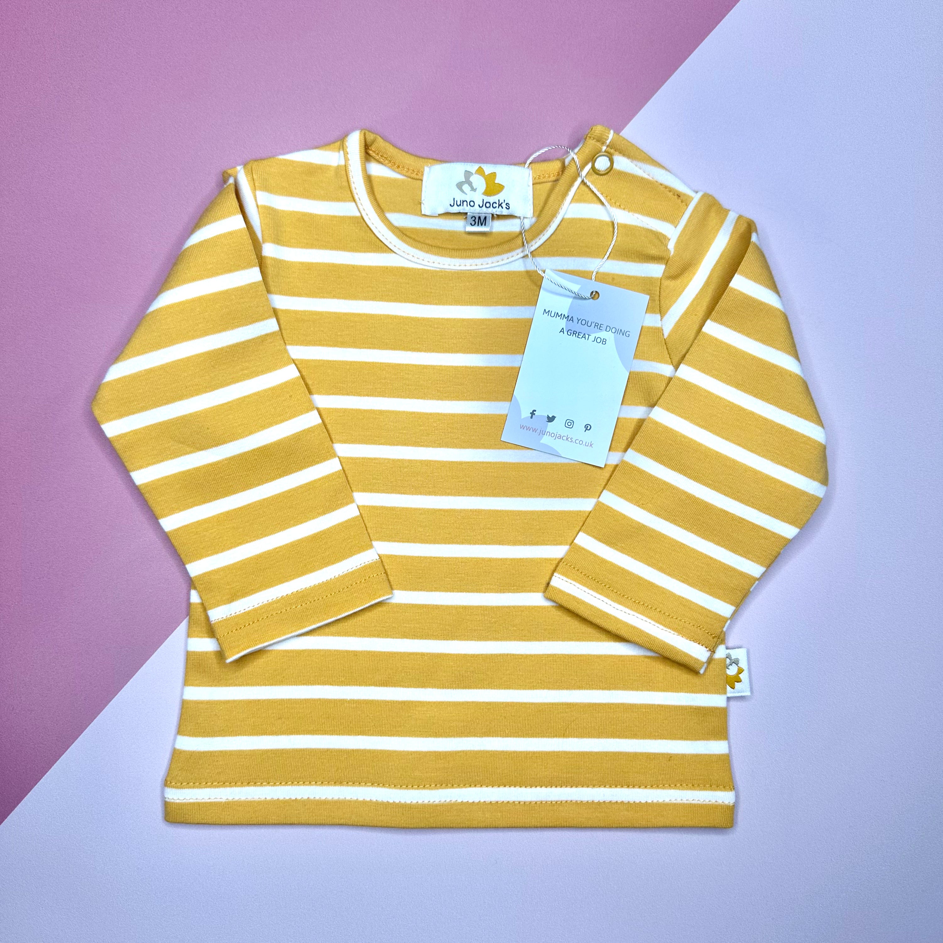 The Juno Sunflower & White Stripe Long Sleeve Top Juno Jack's Limited