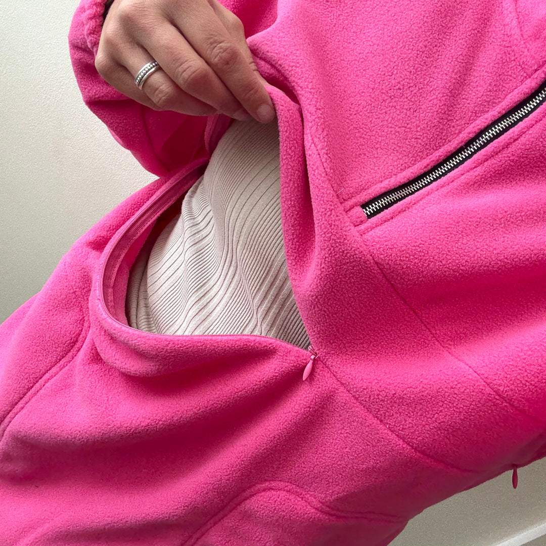 The Tilda Half Zip Nursing Fleece in Hot Pink