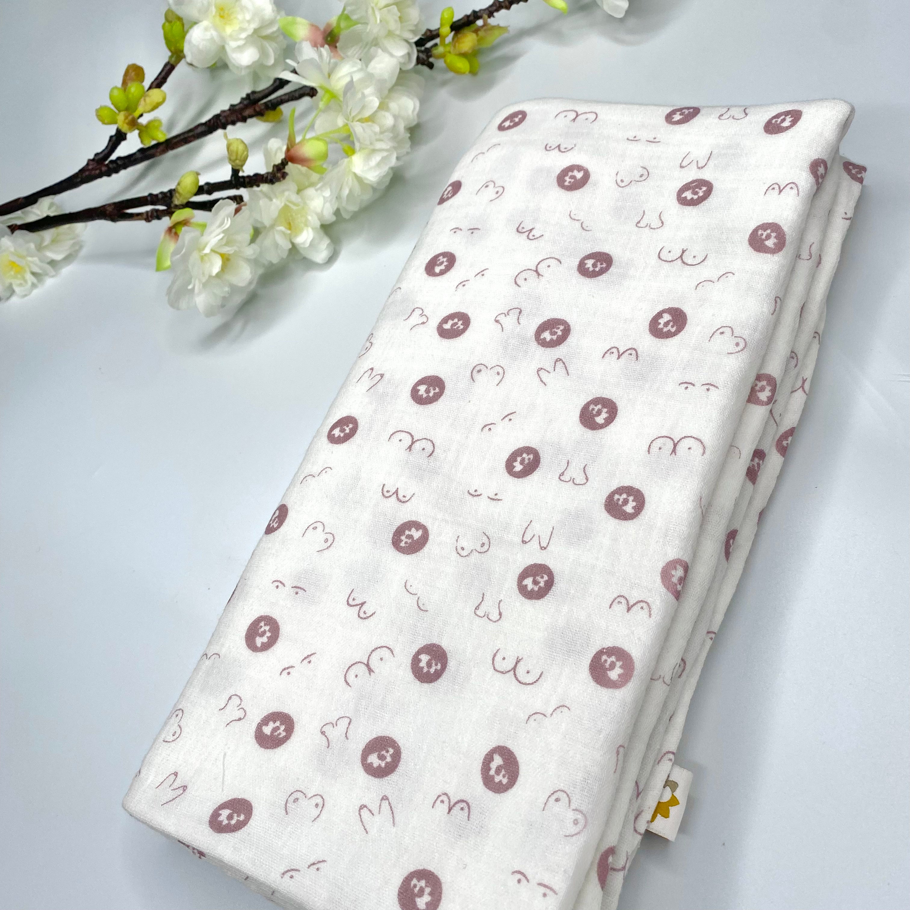 Juno Jack's Boobie Print Swaddle Muslin XL 100 Organic Cotton Juno