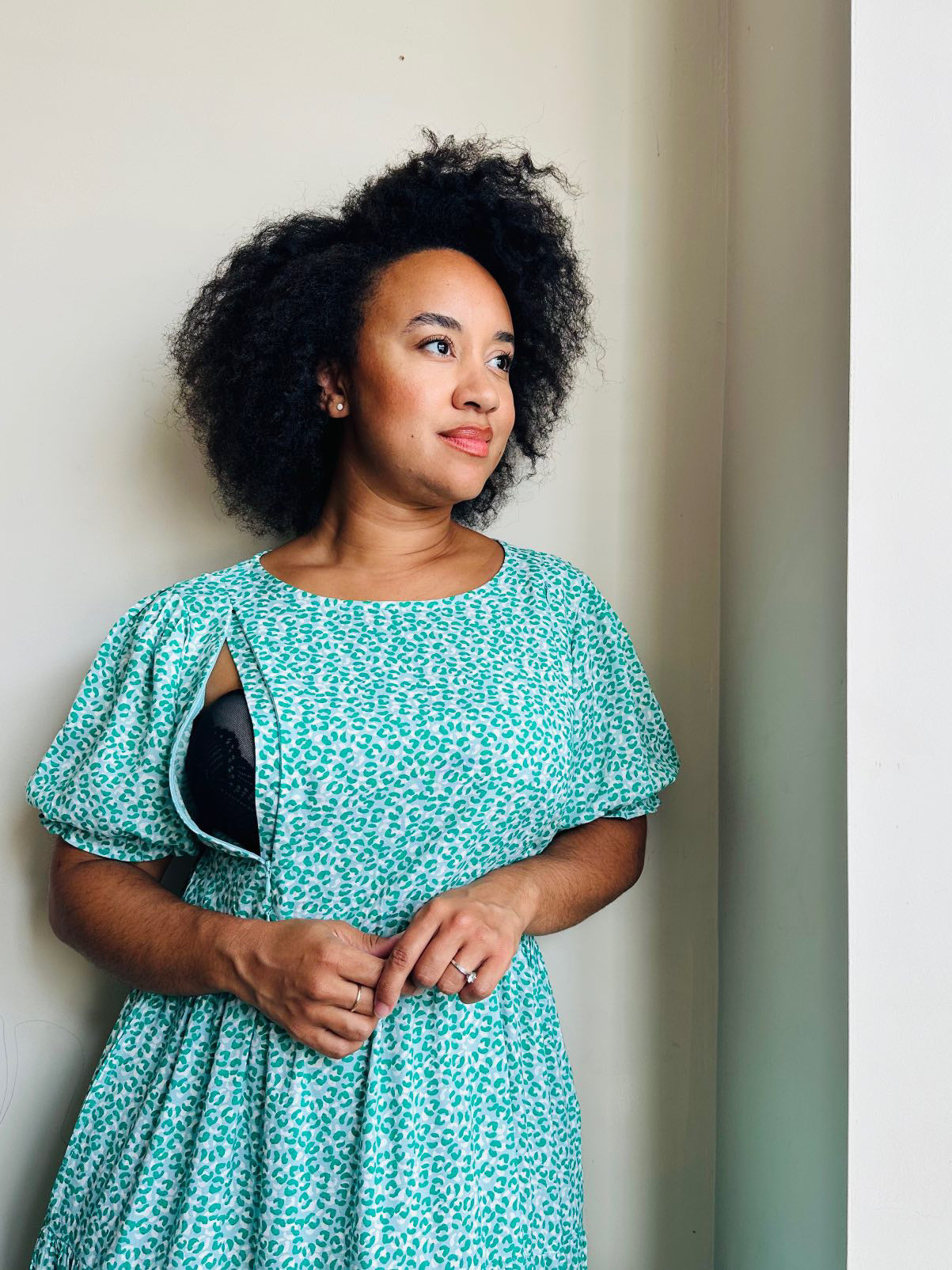 The Frankie Nursing Smock Dress - Aqua Panther – Juno Jack's Limited