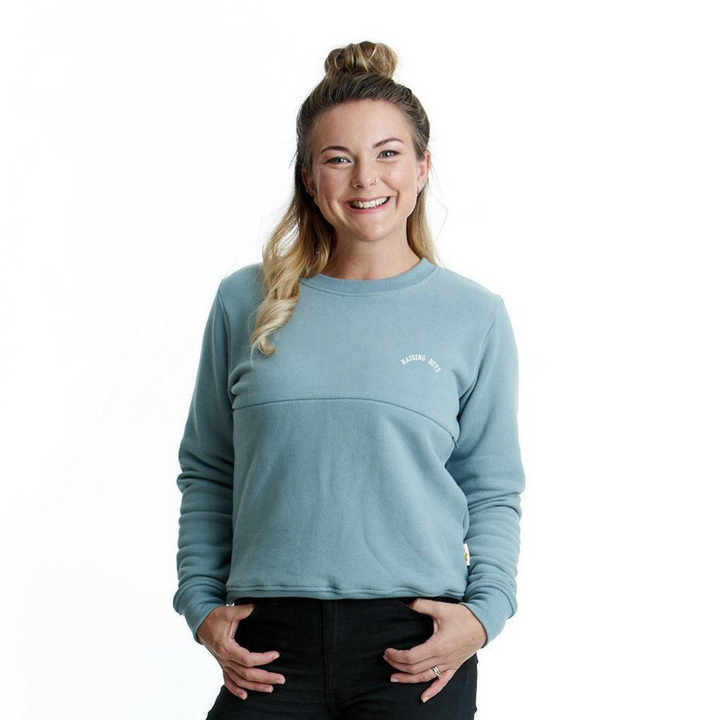 'Raising Boys' Embroidered Nursing Sweatshirt