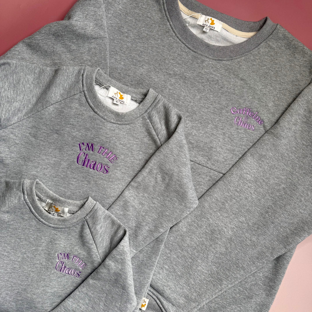 Caffeine & Chaos Embroidered Nursing Sweatshirt