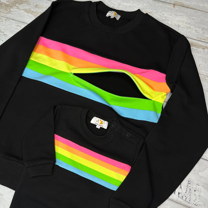 The Rita Nursing Sweatshirt - NEON Rainbow