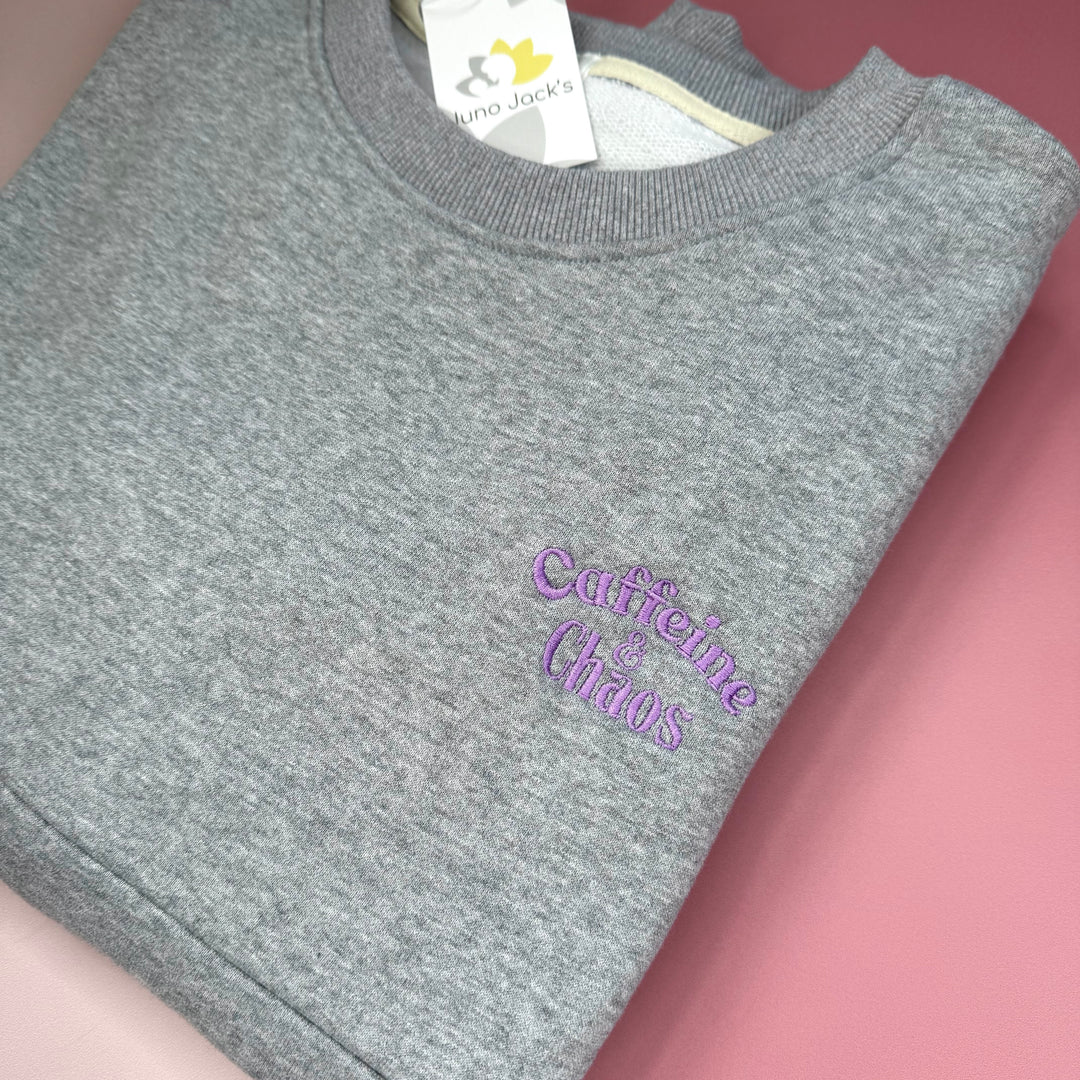 Caffeine & Chaos Embroidered Nursing Sweatshirt