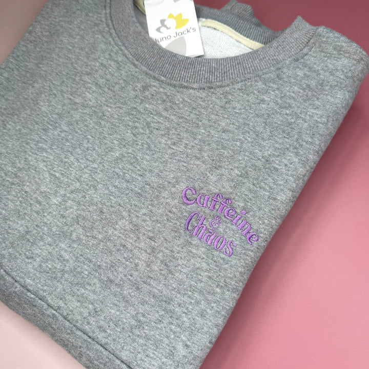 Caffeine & Chaos Embroidered Nursing Sweatshirt