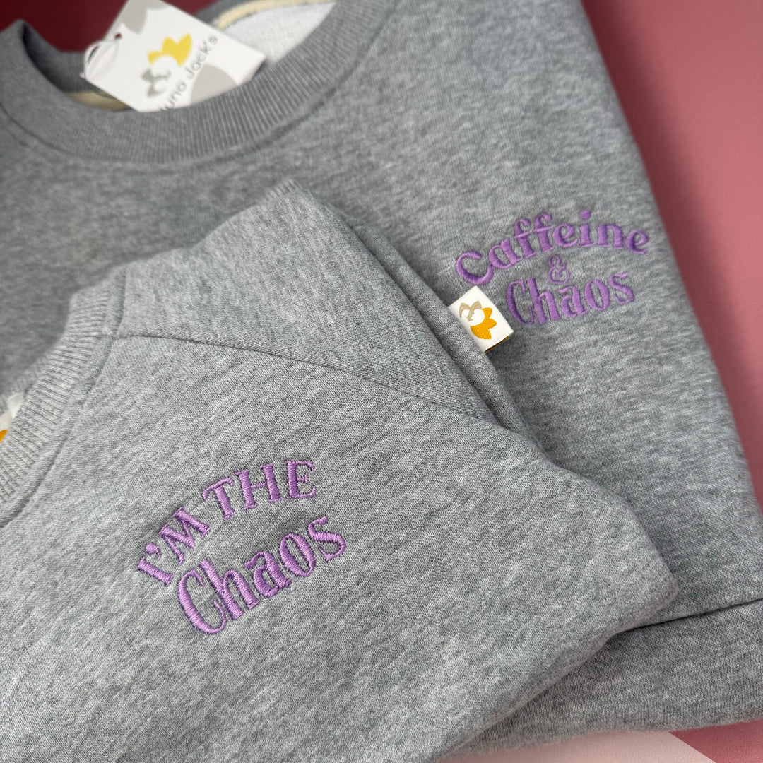 Caffeine & Chaos Embroidered Nursing Sweatshirt