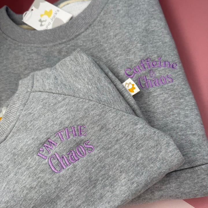 Caffeine & Chaos Embroidered Nursing Sweatshirt