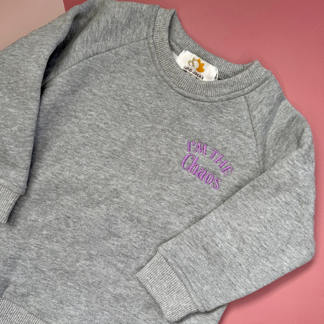 I'm The Chaos Embroidered Kids Sweatshirt