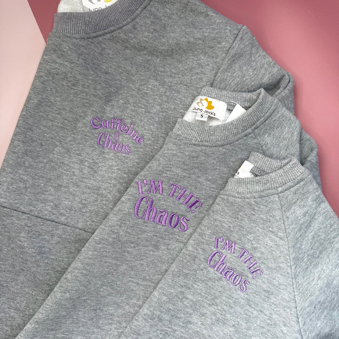 Caffeine & Chaos Embroidered Nursing Sweatshirt
