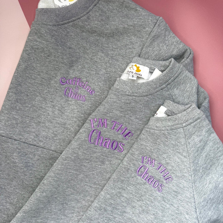 Caffeine & Chaos Embroidered Nursing Sweatshirt