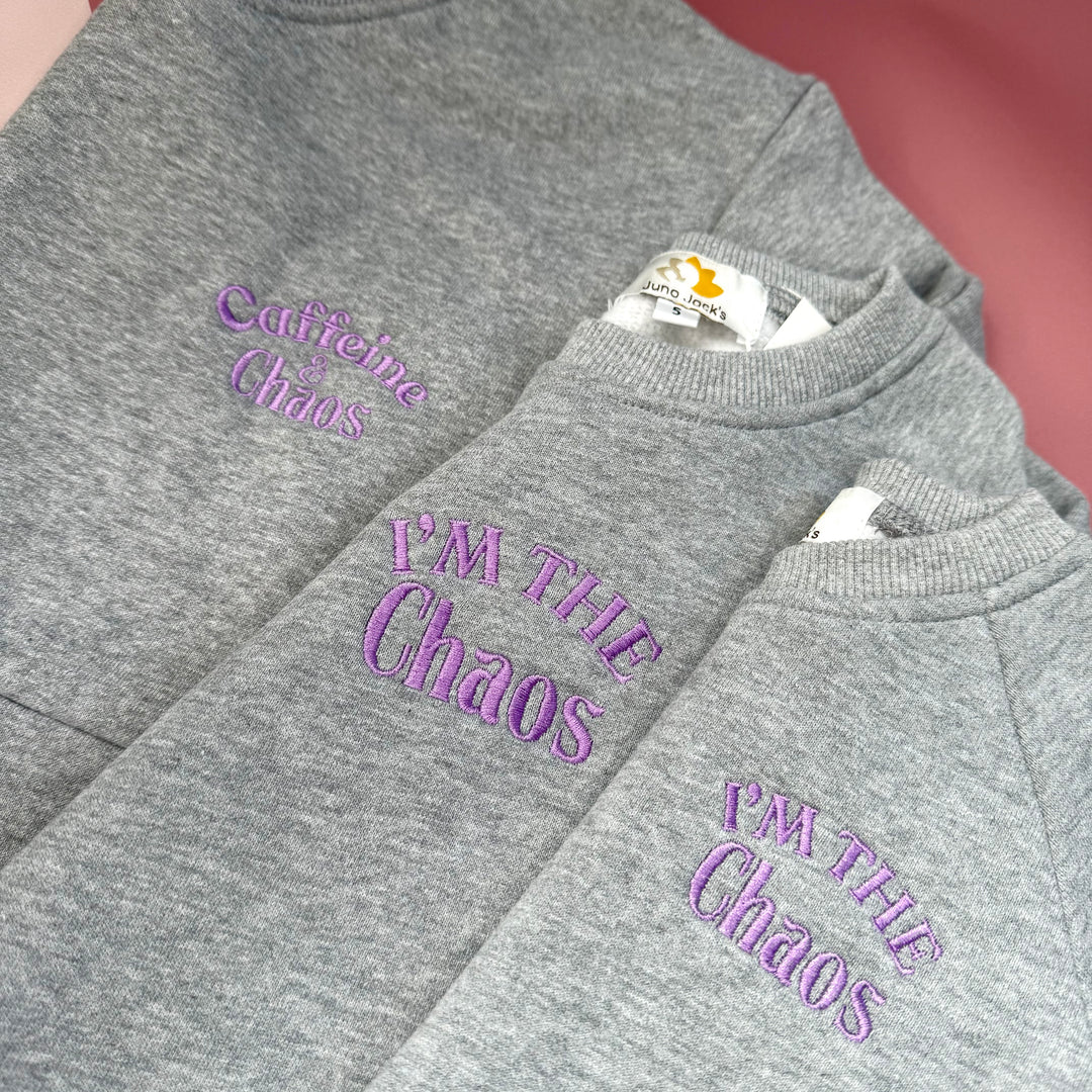 I'm The Chaos Embroidered Kids Sweatshirt