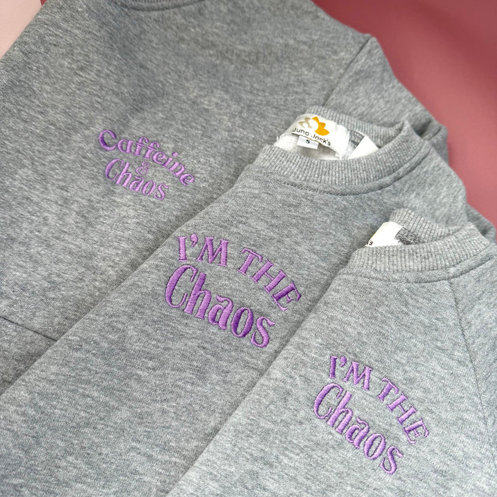 I'm The Chaos Embroidered Kids Sweatshirt