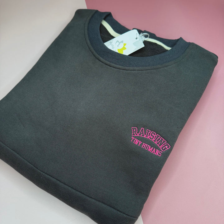 'Raising Tiny Humans' Embroidered Nursing Sweatshirt
