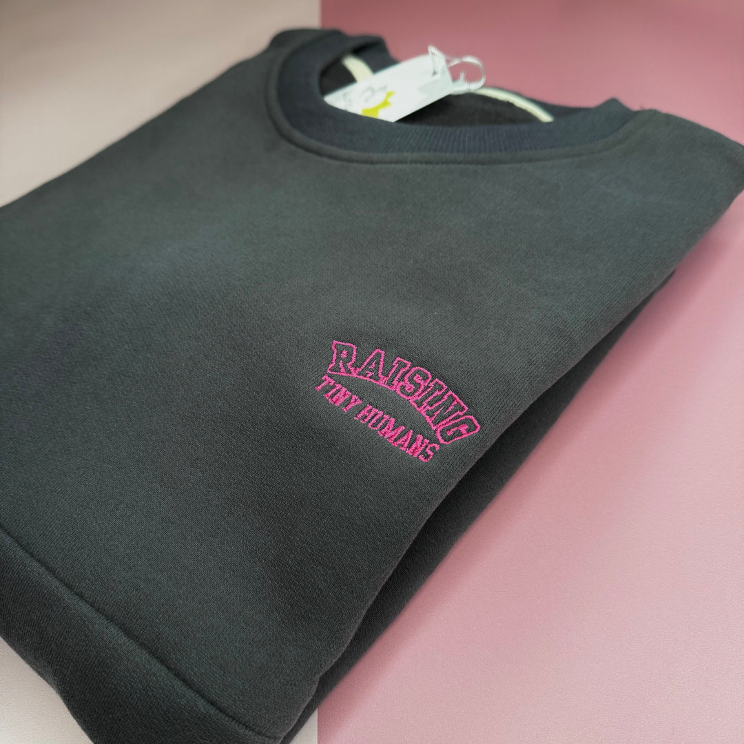 'Raising Tiny Humans' Embroidered Nursing Sweatshirt