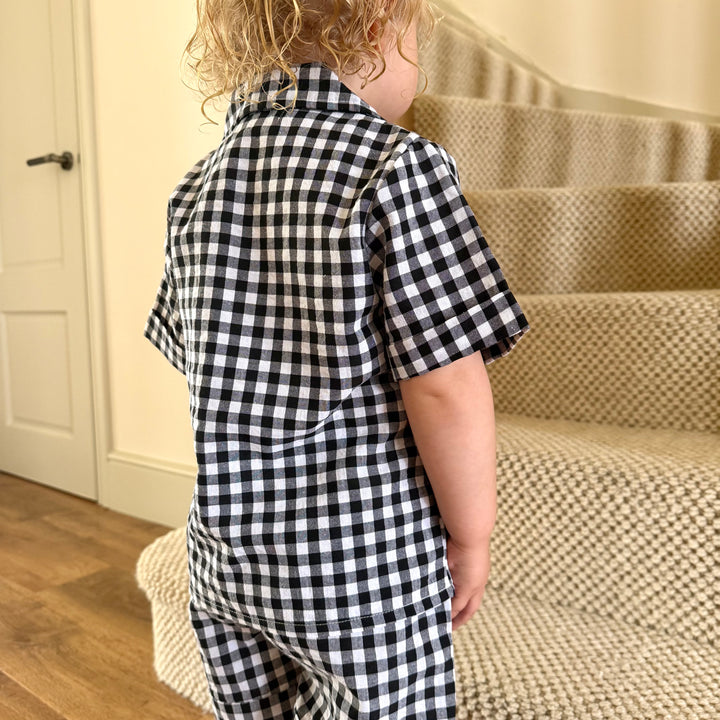 The Winnie Baby & Child Gingham Twinning Shirt & Shorts Set
