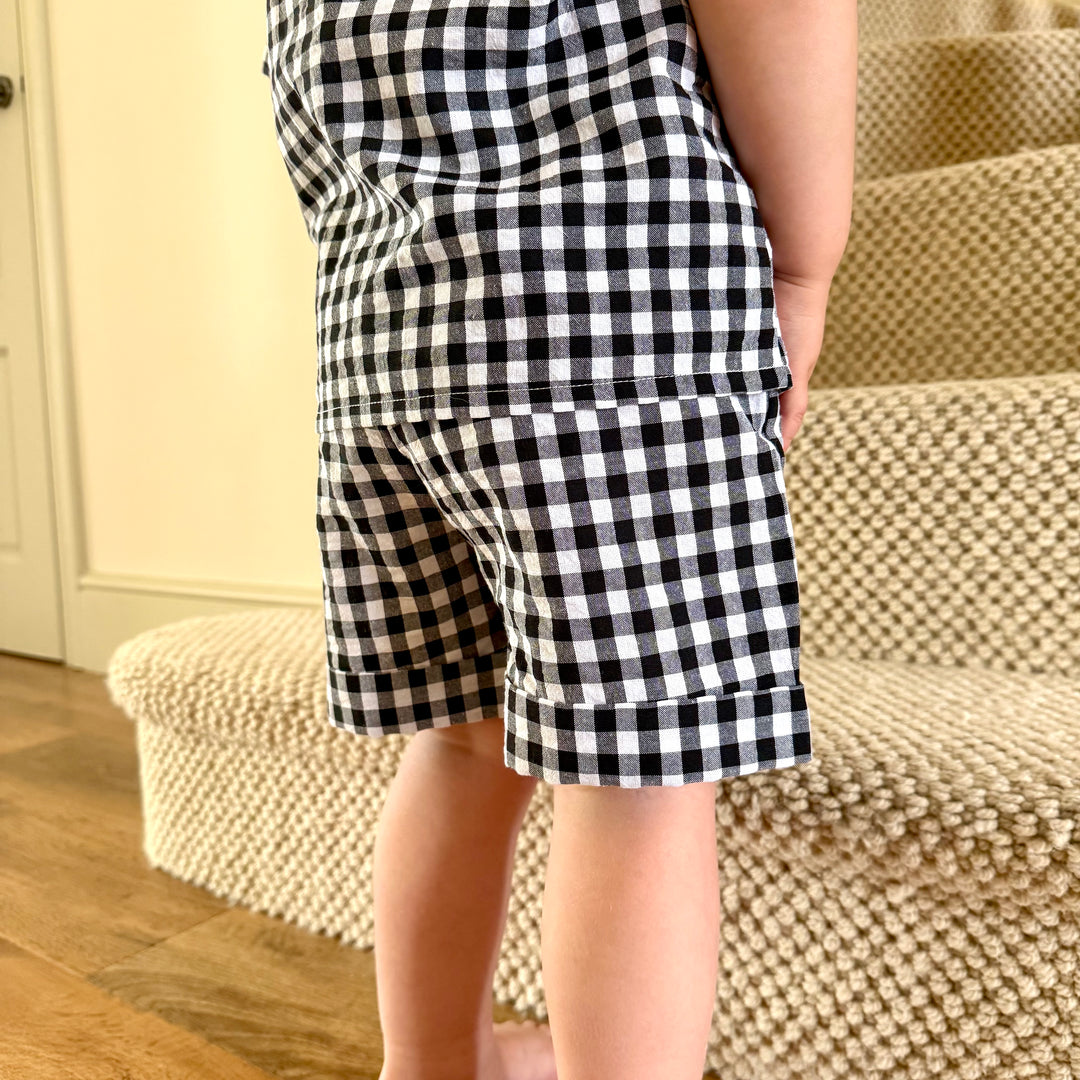 The Winnie Baby & Child Gingham Twinning Shirt & Shorts Set