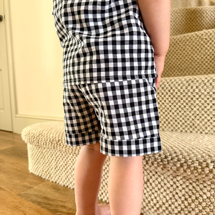 The Winnie Baby & Child Gingham Twinning Shirt & Shorts Set