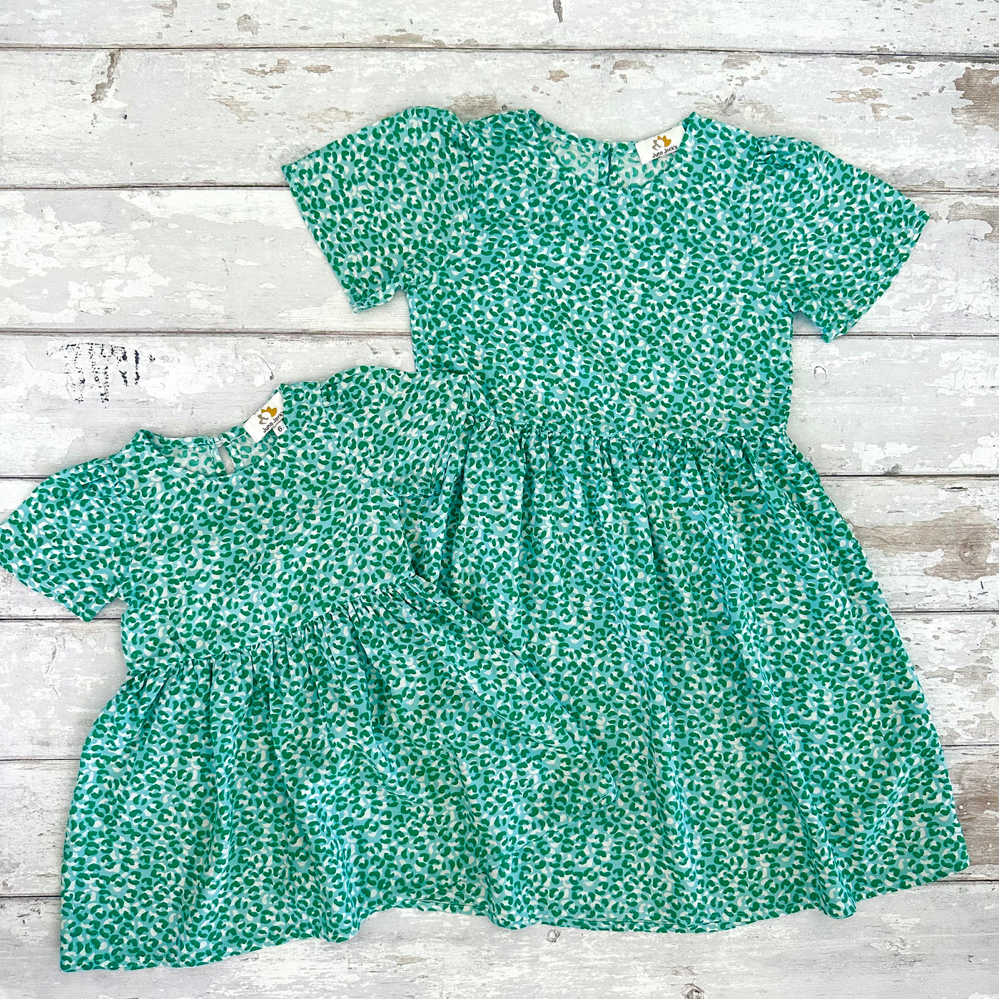 The Frankie Baby/Child Twinning Dress - Aqua Panther