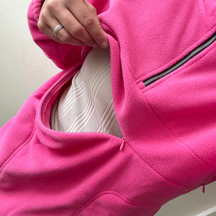 The Tilda Half Zip Nursing Fleece in Hot Pink