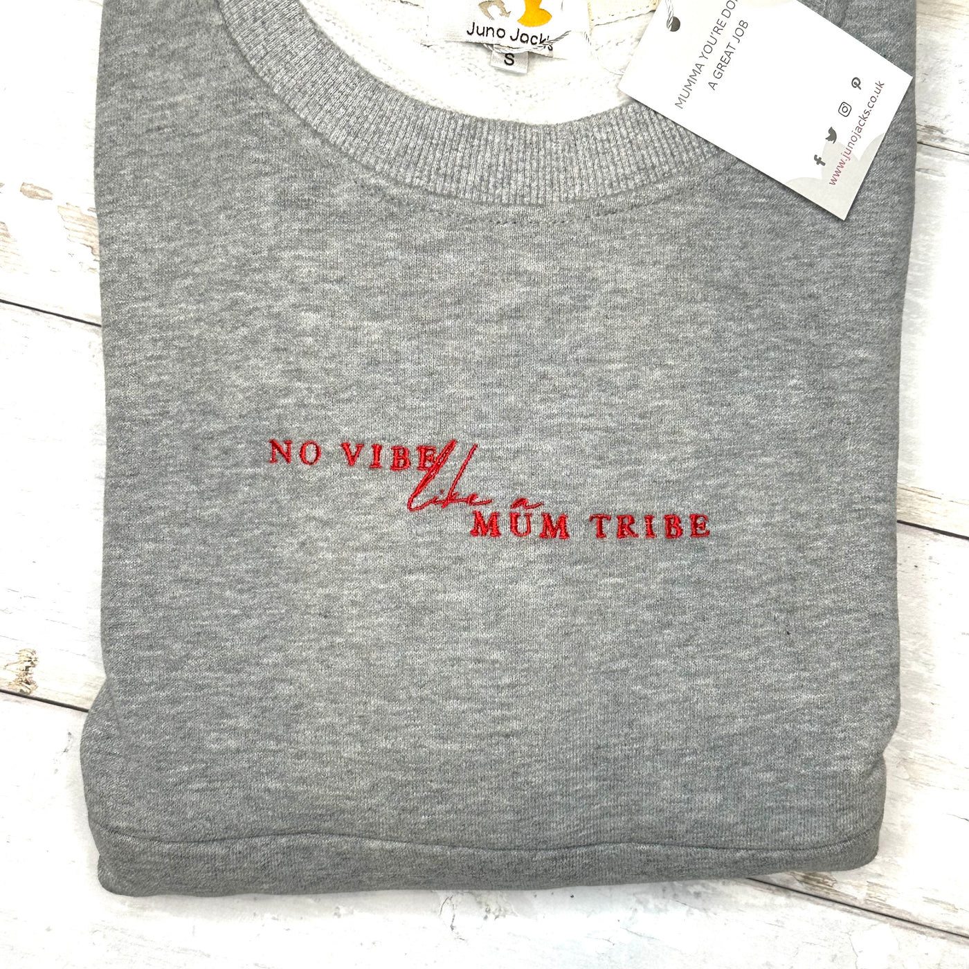 Ready made 'No Vibe like a mum tribe' embroidered nursing sweatshirt Size S (6/8)