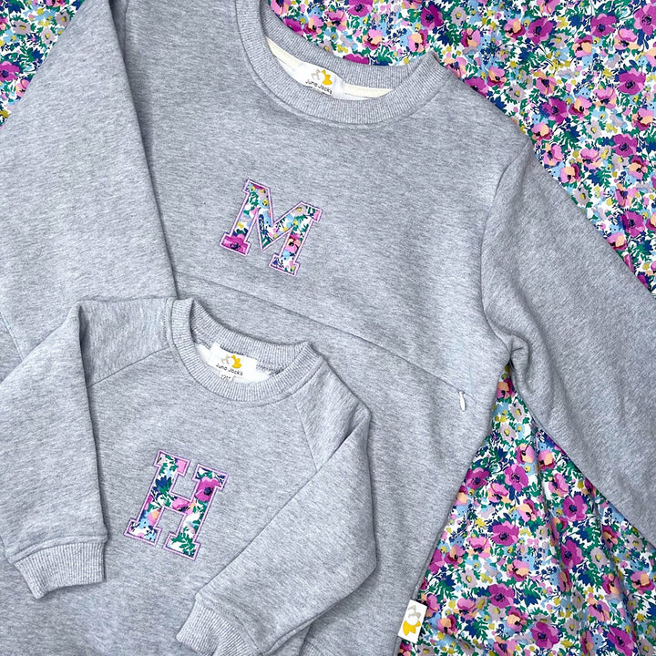 Luxury Liberty London™ Mumma Appliqué Initial Breastfeeding Sweatshirt