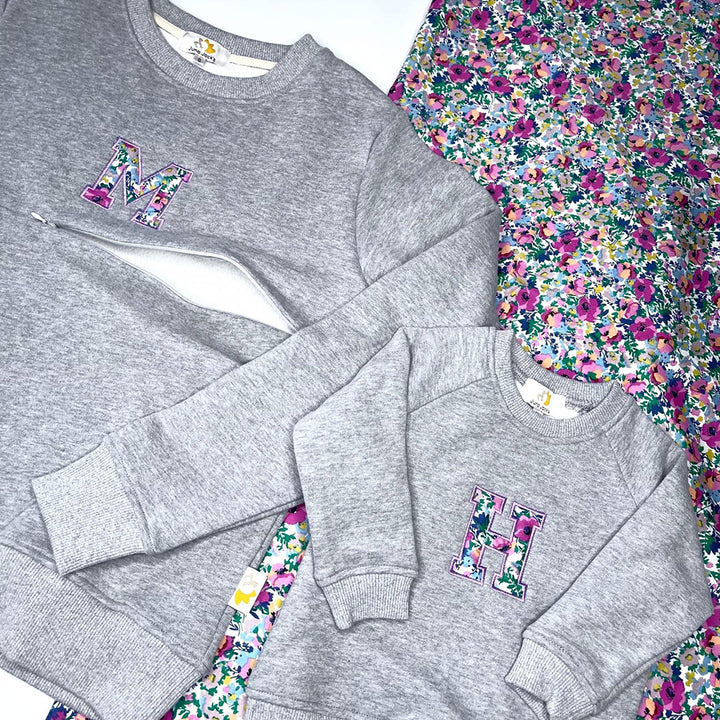 Luxury Liberty London™ Mumma Appliqué Initial Breastfeeding Sweatshirt