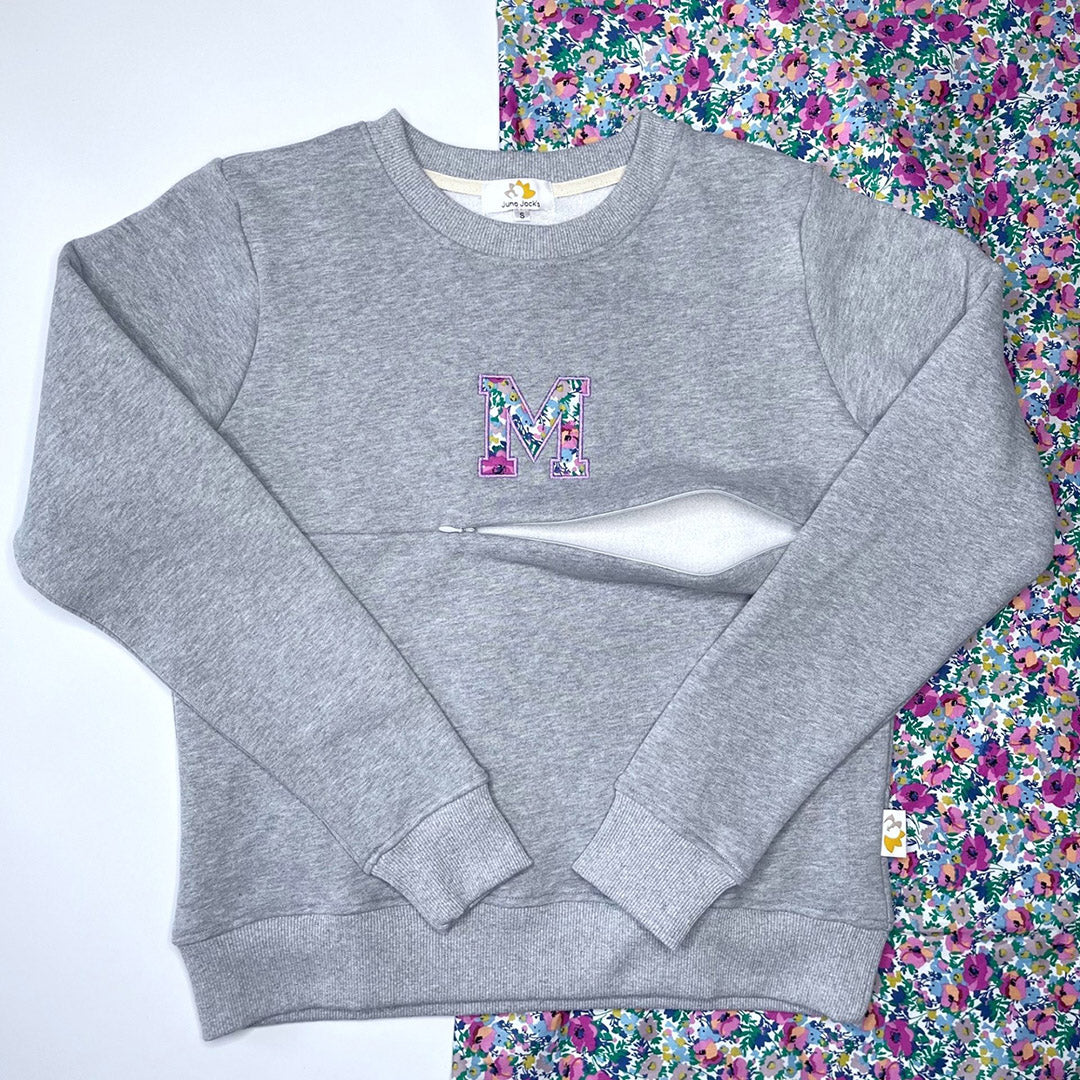 Luxury Liberty London™ Mumma Appliqué Initial Breastfeeding Sweatshirt