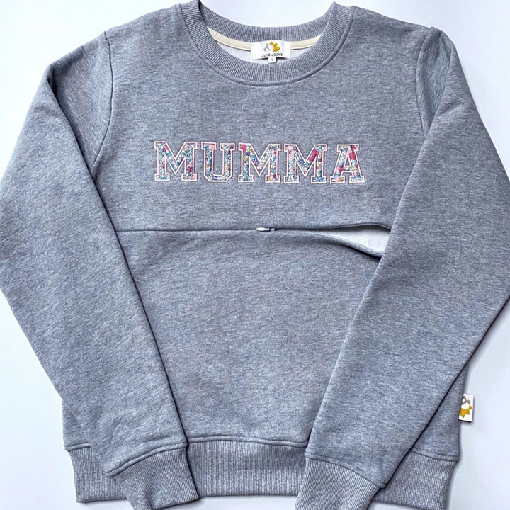 Luxury Liberty London ™ 'MUMMA' Appliqué Breastfeeding Sweatshirt