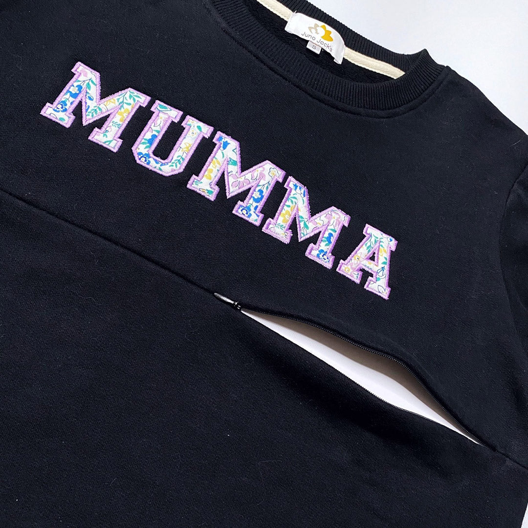 Luxury Liberty London ™ 'MUMMA' Appliqué Breastfeeding Sweatshirt