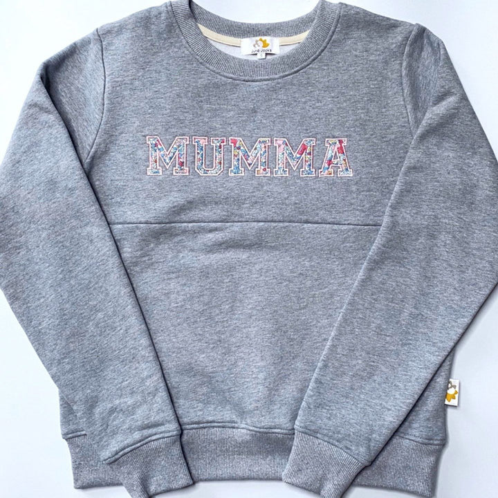Luxury Liberty London ™ 'MUMMA' Appliqué Breastfeeding Sweatshirt