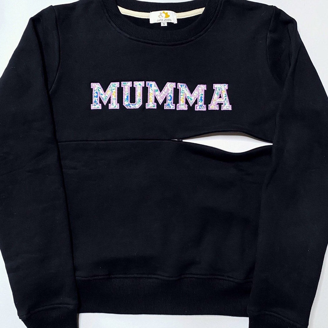 Luxury Liberty London ™ 'MUMMA' Appliqué Breastfeeding Sweatshirt