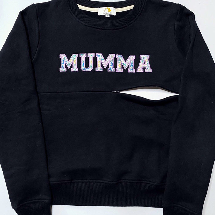 Luxury Liberty London ™ 'MUMMA' Appliqué Breastfeeding Sweatshirt