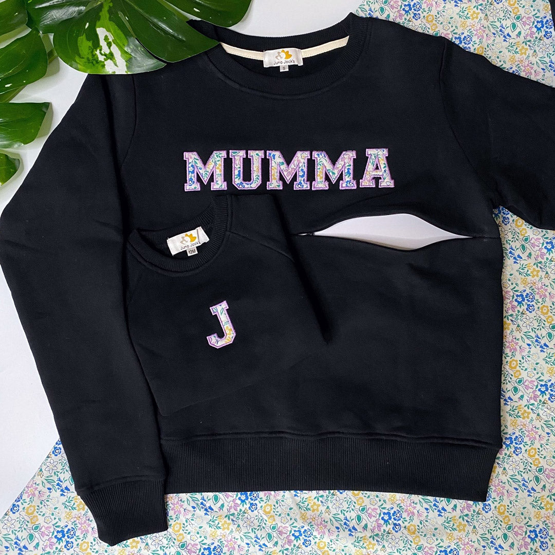 Luxury Liberty London ™ 'MUMMA' Appliqué Breastfeeding Sweatshirt