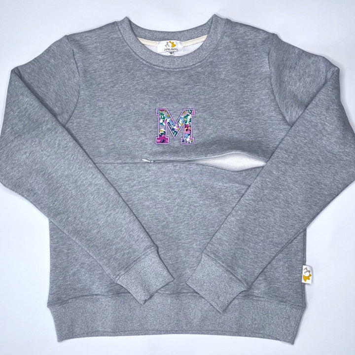 Luxury Liberty London™ Mumma Appliqué Initial Breastfeeding Sweatshirt