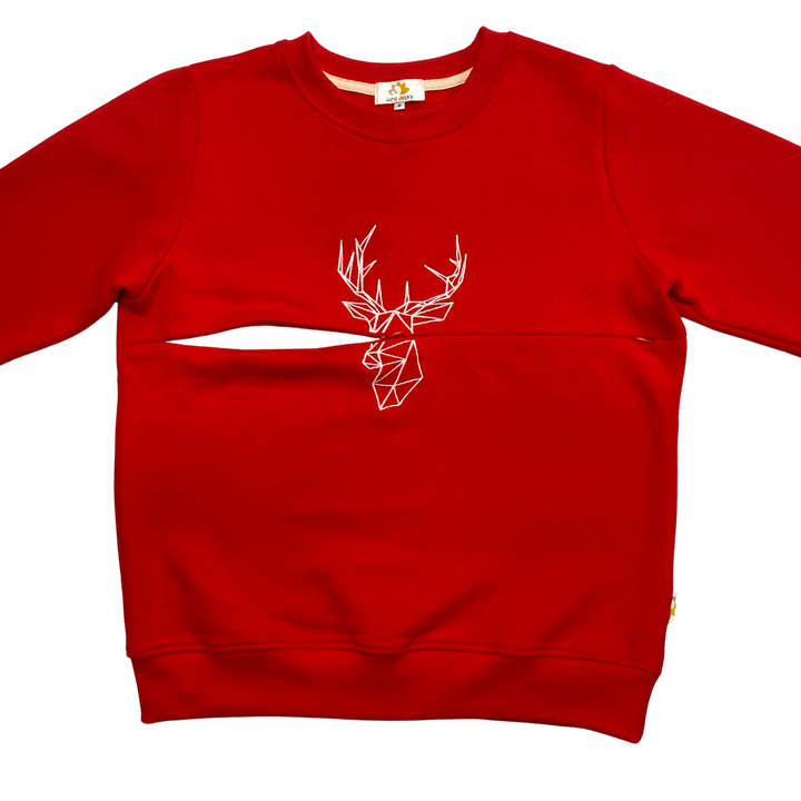 Mumma's Breastfeeding Friendly Christmas Jumper - Festive Zip Through Stag