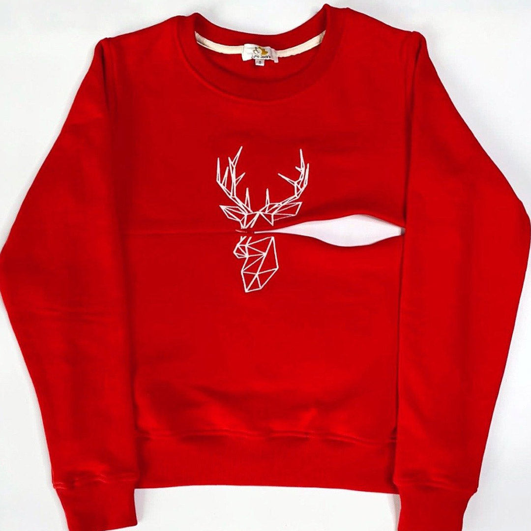 Mumma's Breastfeeding Friendly Christmas Jumper - Festive Zip Through Stag