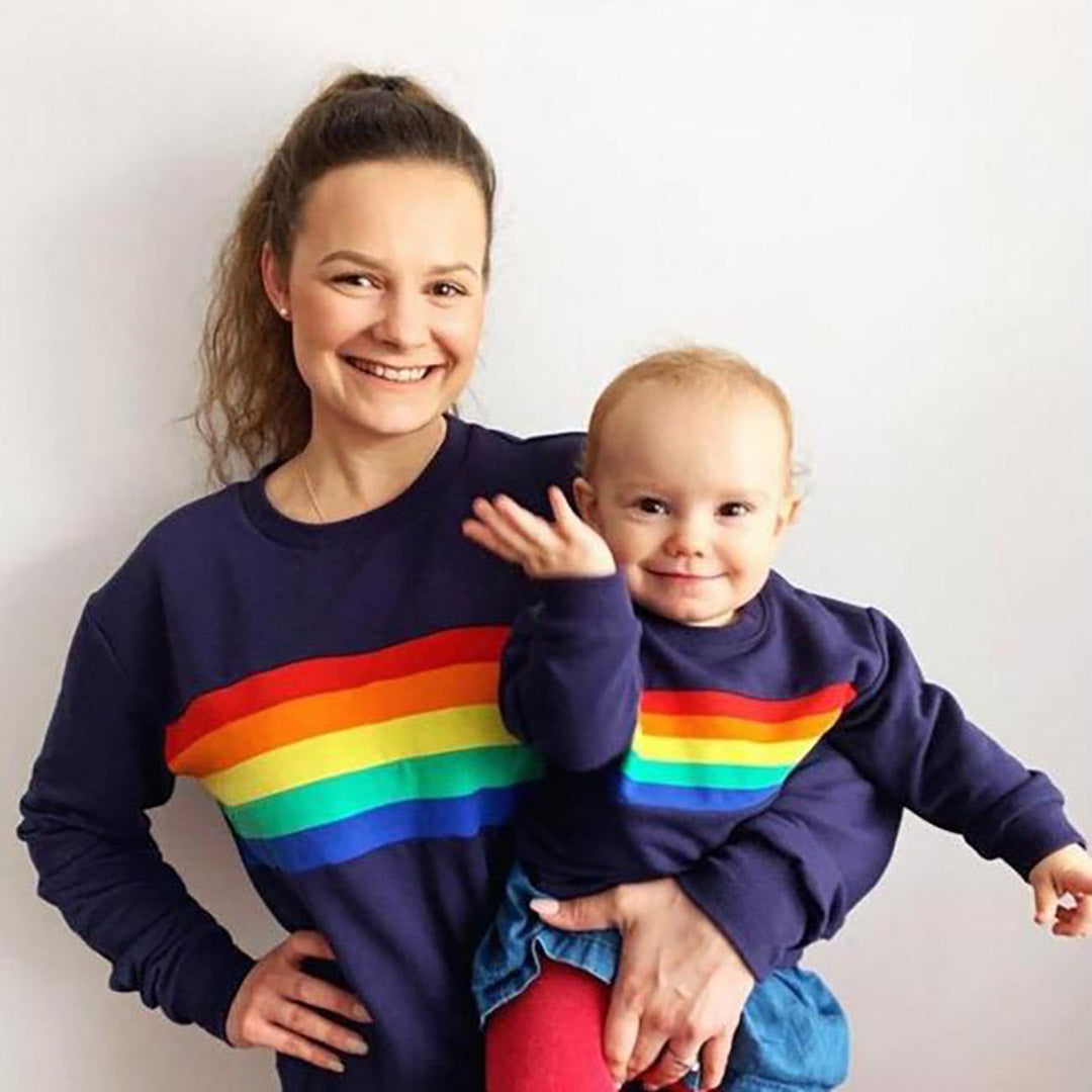 The Rita – Baby/Child Twinning Sweatshirt – Rainbow Stripe