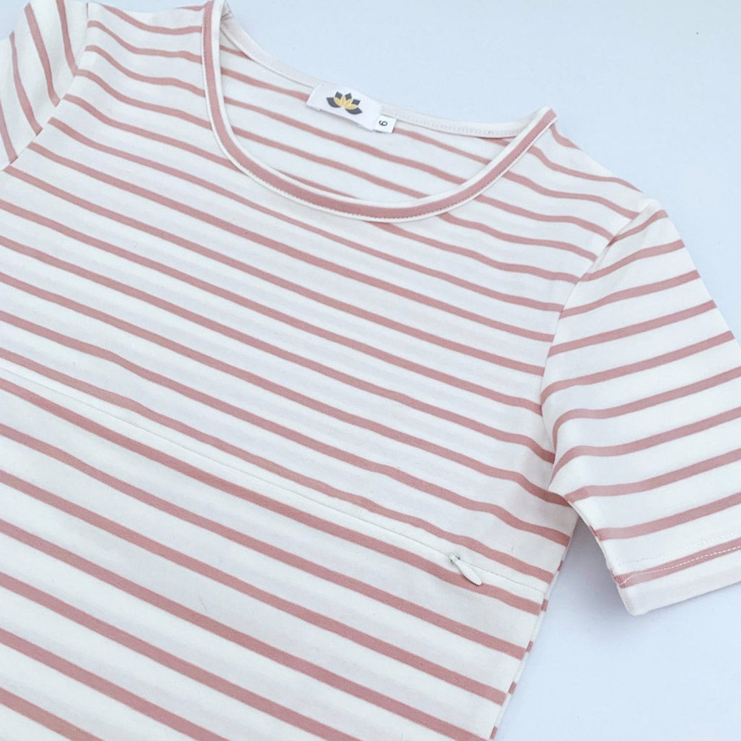 The Juno – Stripy Short-Sleeved Breastfeeding Mumma Top